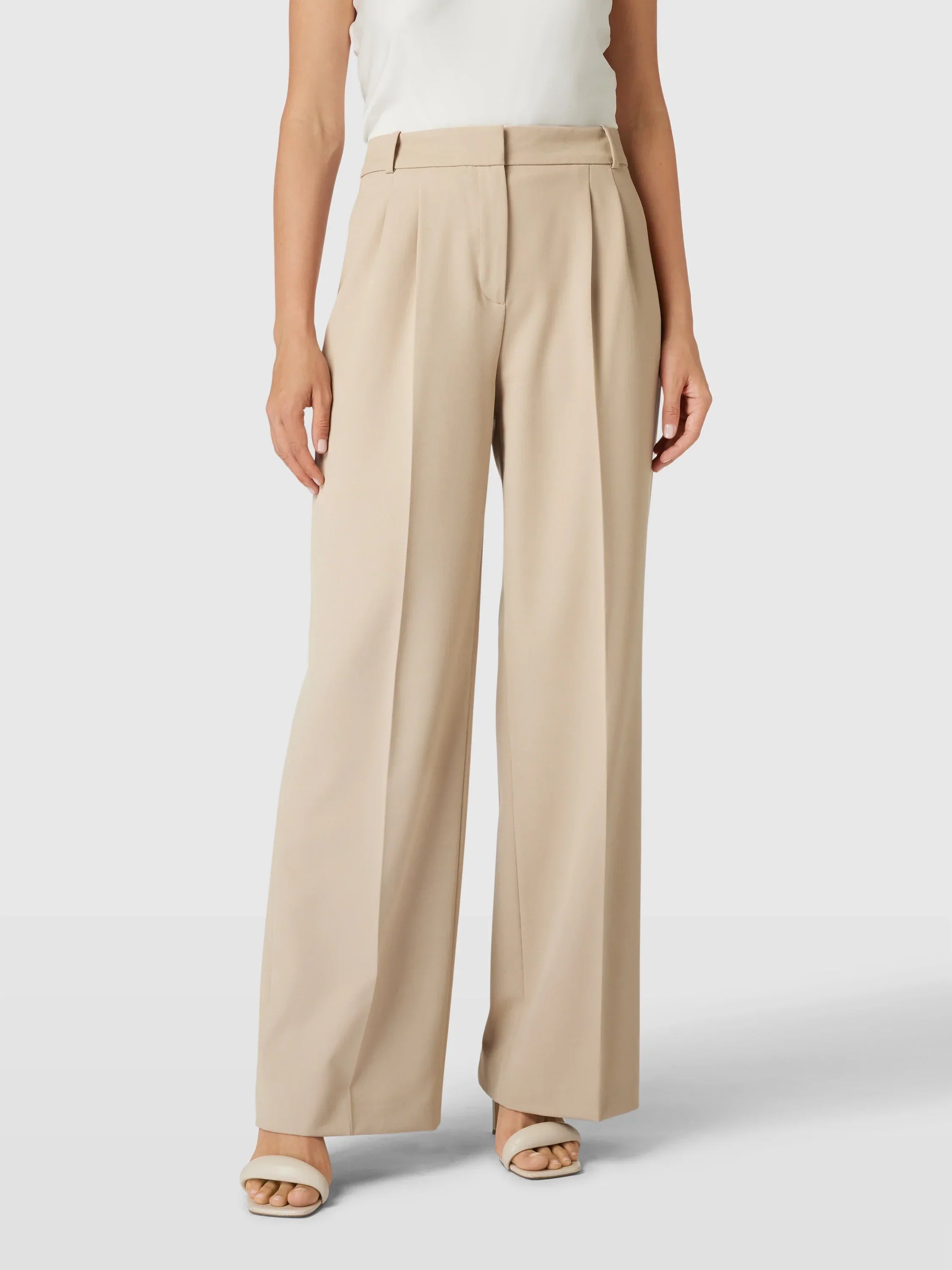 Nora | Wide ladies' trousers - Beige / S