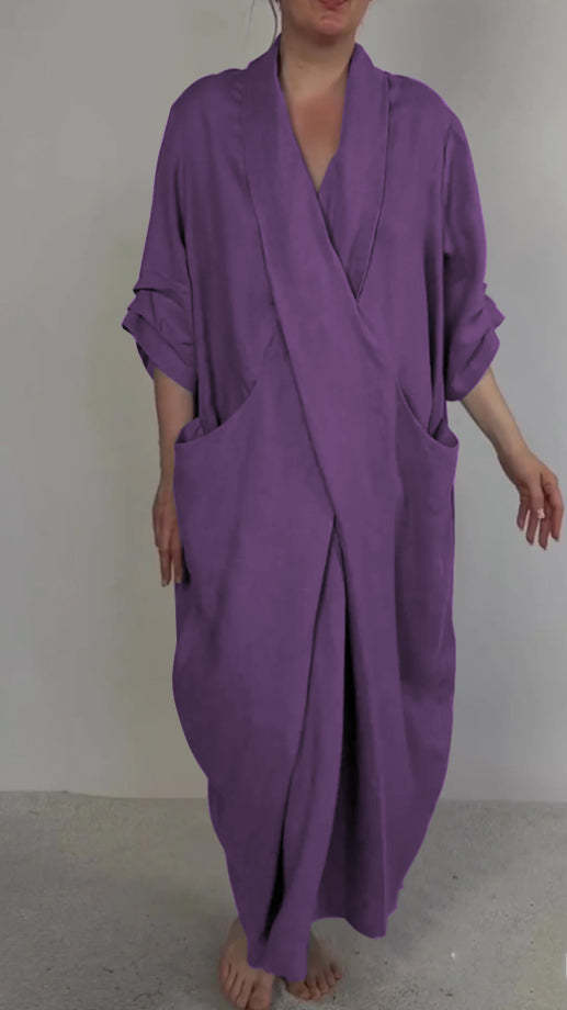 Aiya | Elegant Minimalist Dress with Pocket and V-Neck