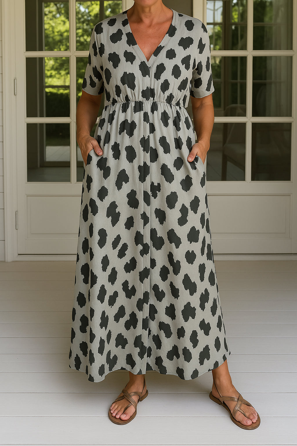 Mabel | Elegant Maxi Dress with Leopard Print