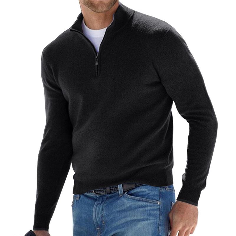 Sebas | Zip-Up Sweater - Black / S