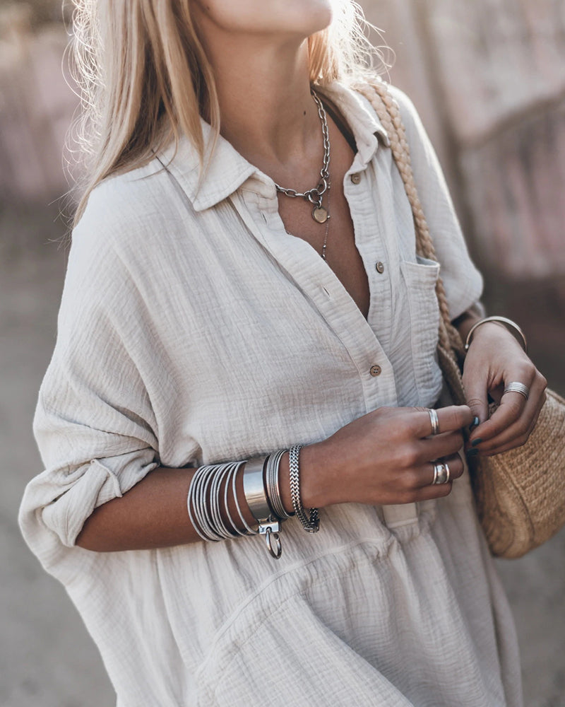 Daliah | Urban Shirt Mini Dress with Cuff Sleeves