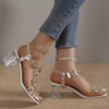 Rose | Women's Sandals with block heels and floral crystals