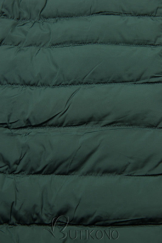 Ingrid | Stylish coat with fur trim - Light green / XXS