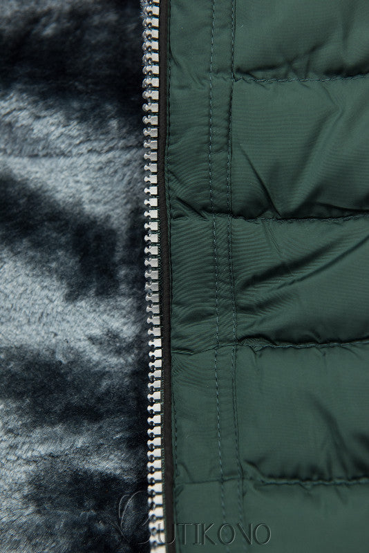 Ingrid | Stylish coat with fur trim - Light green / XXS