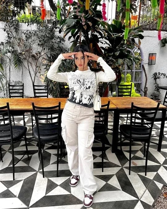 Freya™ | Fashionable cargo trousers - WHITE / S