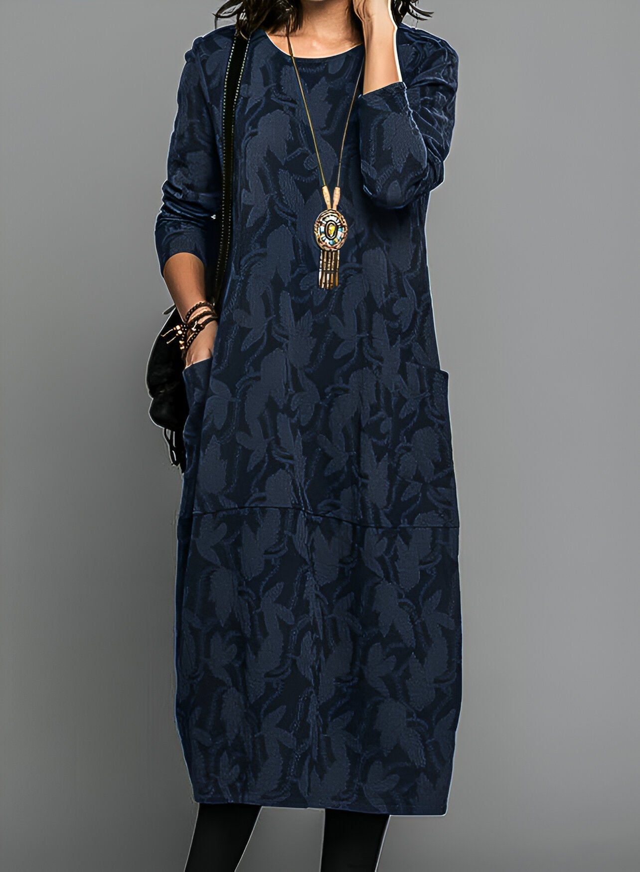 Lena | Stylish winter dress - Blue / S