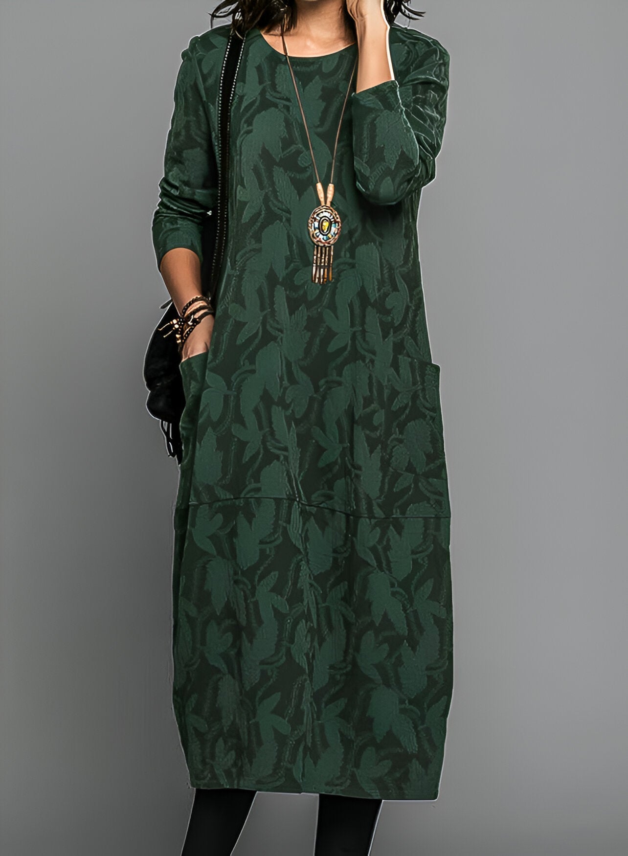 Lena | Stylish winter dress - Green / S