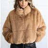 Annelie™ | Thermal jacket for cold days - women leather jacket - Khaki / S