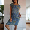 Teres | Round-Neck Dress with Botanical Print