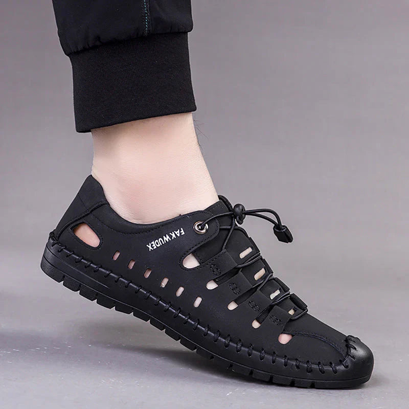 Ethan™ | Aviator Leather Sandals with Wrapped Toe
