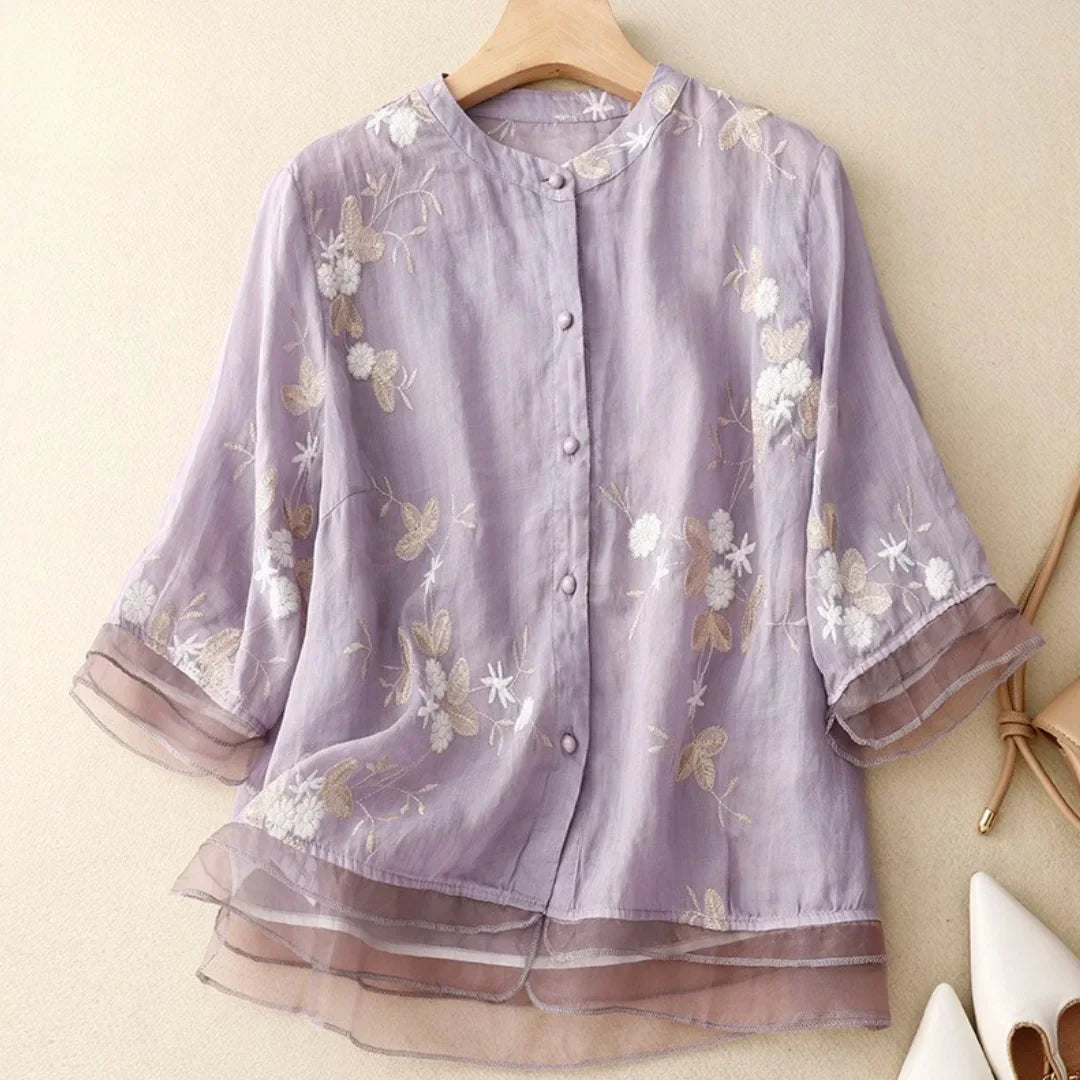 Nerry | Elegant Blouse with Delicate Embroidery Details