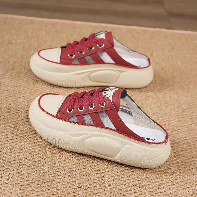 SnugFeet™ - Women's half slippers with closed toe area - Red / 35
