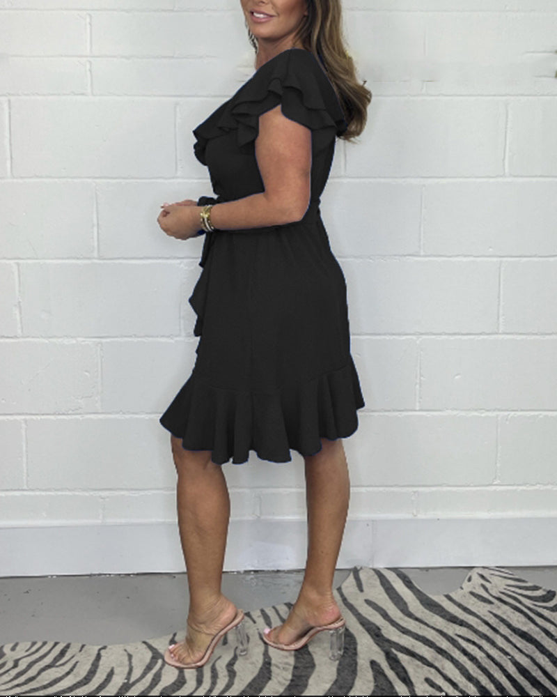 Bhea | Chic Summer Dress with V-Neck and Ruffle Details