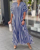 Nessie | Casual women's dress with V-neck and striped print