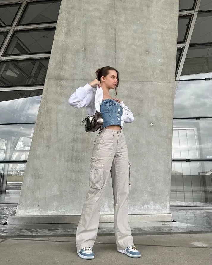Freya™ | Fashionable cargo trousers - GREY / S