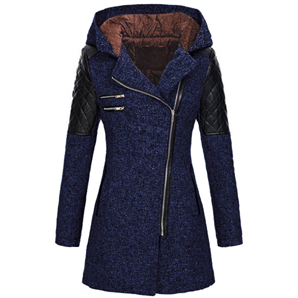 Katrine | Winter jacket - Dark blue (with velvet hood) / S