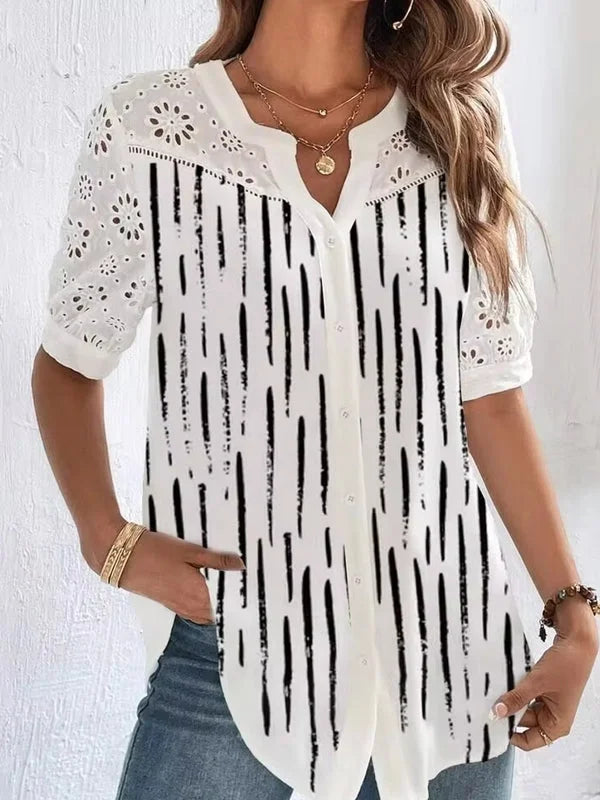 Fran | Elegant Short-Sleeved Top with Print