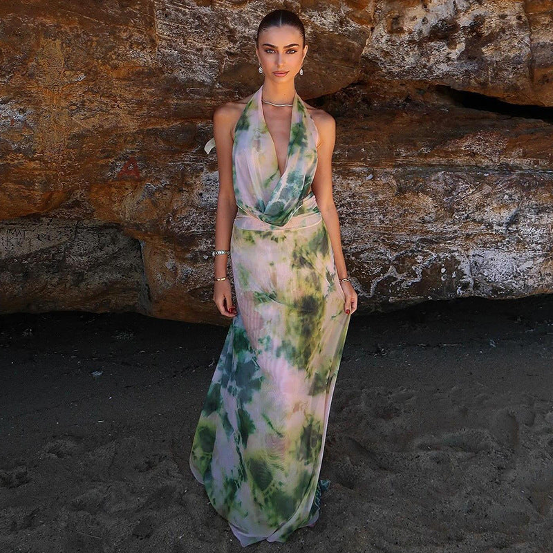 Xera | Unique Halter Long Backless Maxi Dress