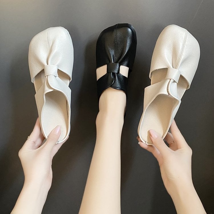Kary | Women's Flat Mules with Bow and Knot