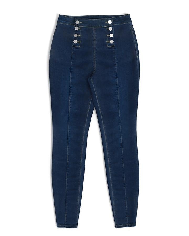 Violetta™ - High-waist jeans with double button placket - Dark blue / S
