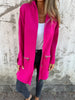 Ida | Round neck zip long sleeve leisure jacket - Rose red / S