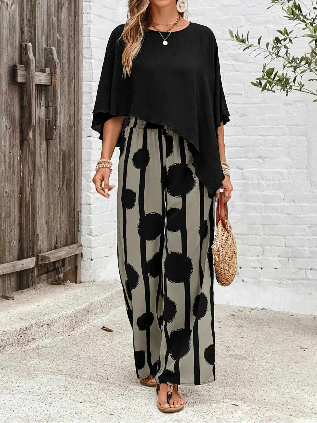 Makayla™ | Fashionable Asymmetric Women's Top with Trousers