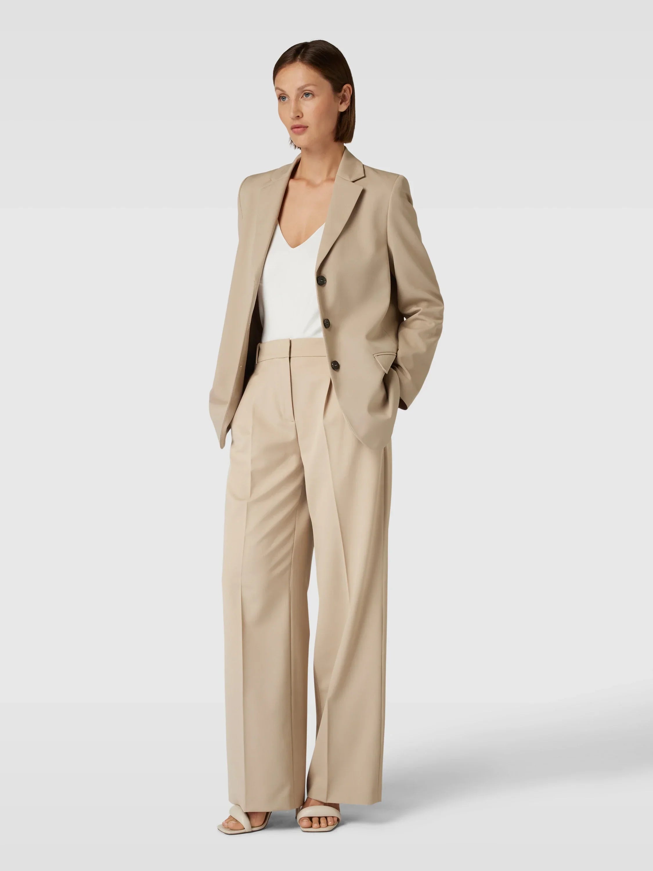Nora | Wide ladies' trousers - Beige / S