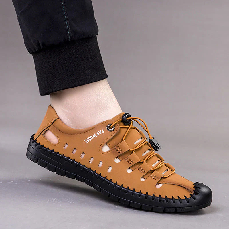 Ethan™ | Aviator Leather Sandals with Wrapped Toe