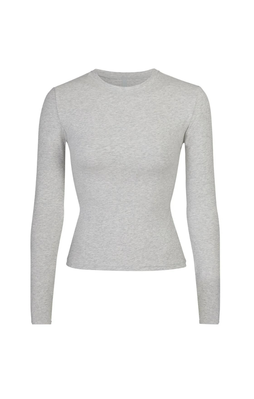Hanna™ | Soft cotton jersey set - Light grey / XS / Short sleeve