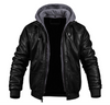 Marlon™ - Classic leather winter jacket - Hoodie - Black / S