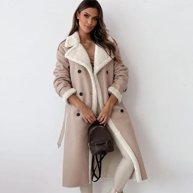 Maribel | Trendy long jacket - Apricot / S