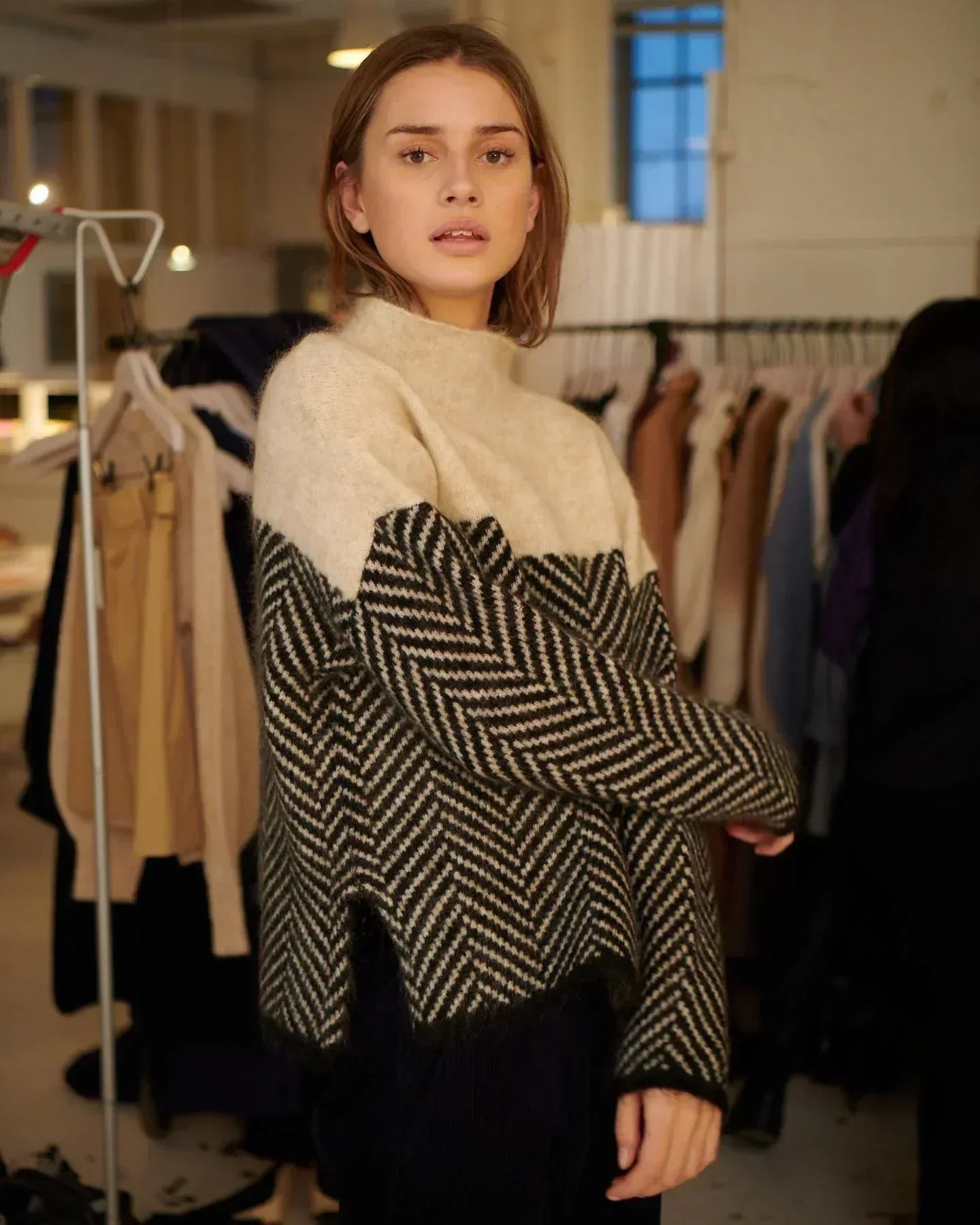 Karin | Turtleneck jumper - Jumper - Beige / One size fits all