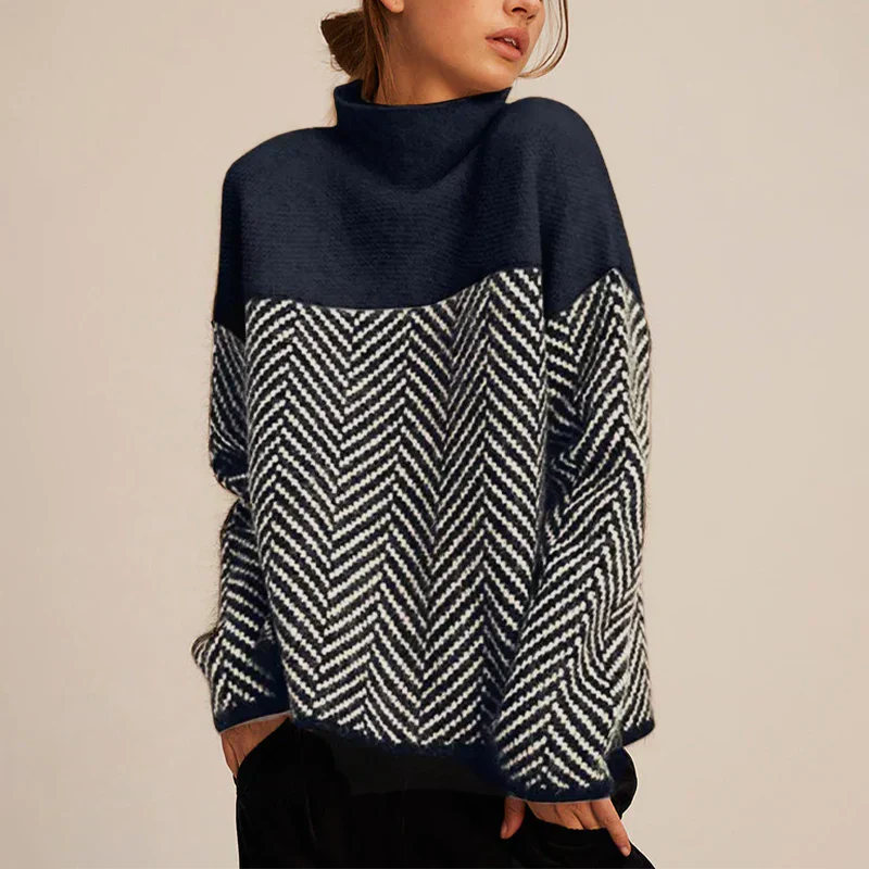Karin | Turtleneck jumper - Jumper - Navy blue / One size fits all