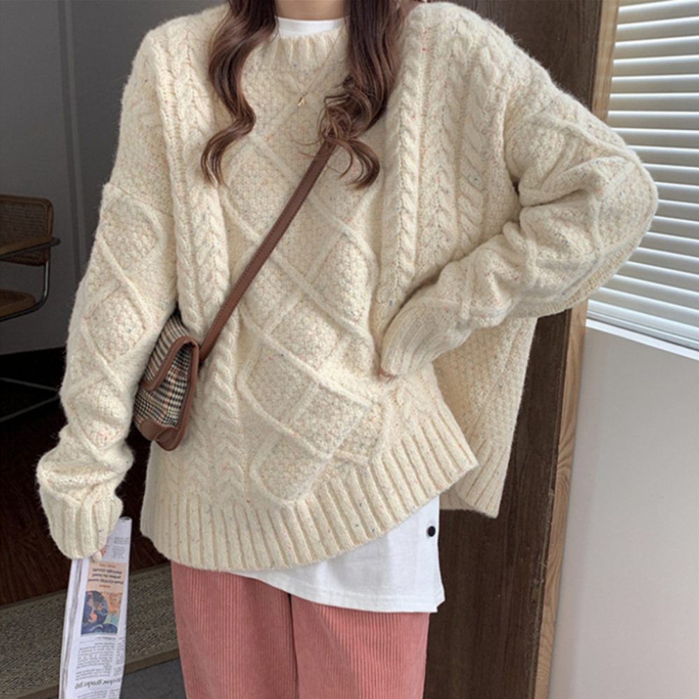 Fiona™ | Oversized knitted jumper with batwing sleeves - Womens Cardigan and Sweater - Beige