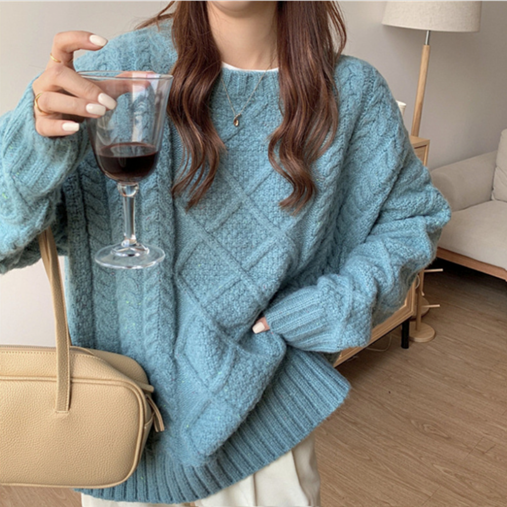 Fiona™ | Oversized knitted jumper with batwing sleeves - Womens Cardigan and Sweater - Beige