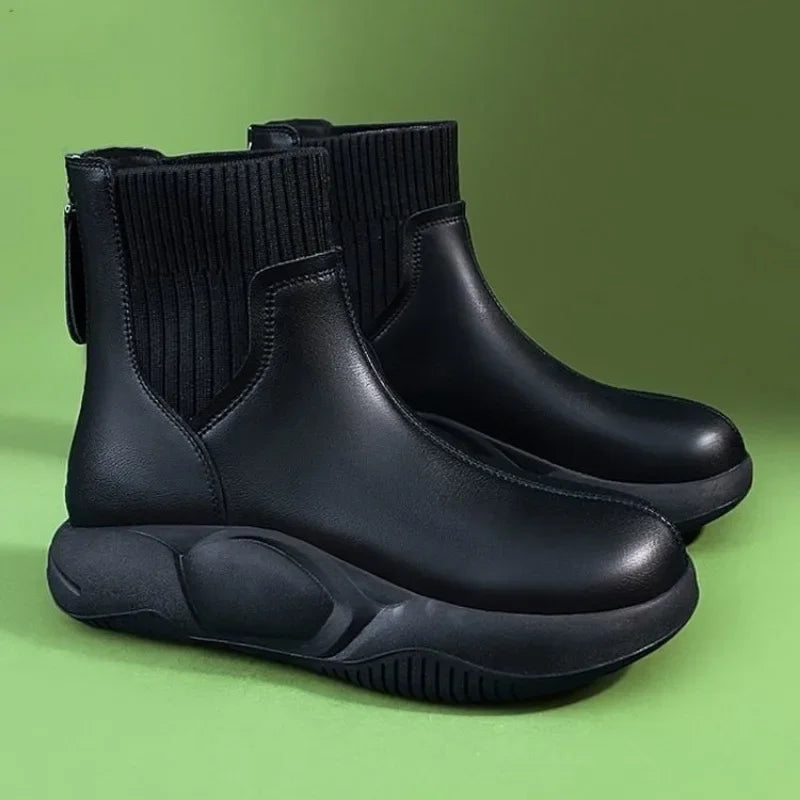 Ina™ | Elegant flats for women - Ankle Boots - Black autumn / 35