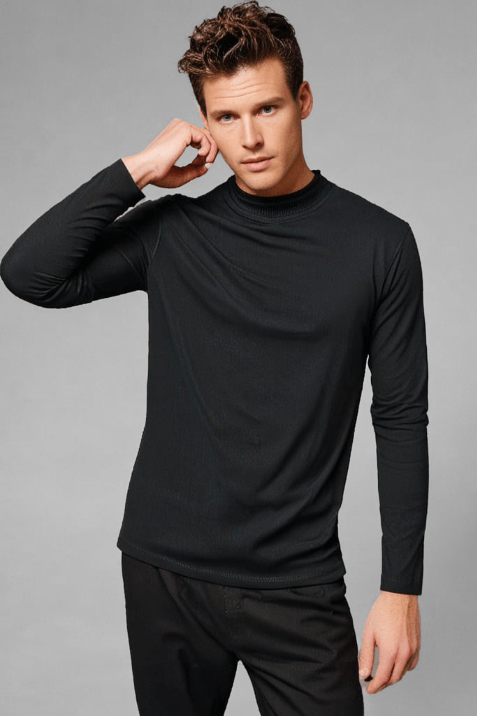 Leif™ - Classic double collar jumper - Slate grey / S