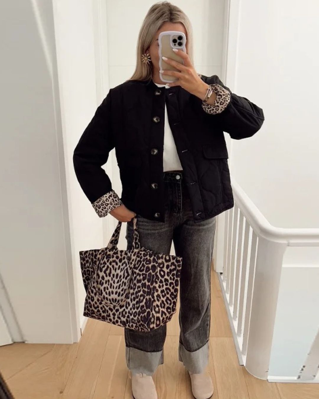 Yasmin™ | Trendy jacket with leopard lining - Green / S