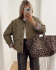 Yasmin™ | Trendy jacket with leopard lining - Green / S