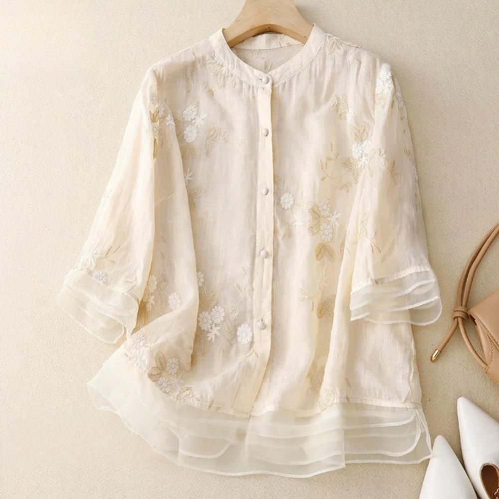 Nerry | Elegant Blouse with Delicate Embroidery Details