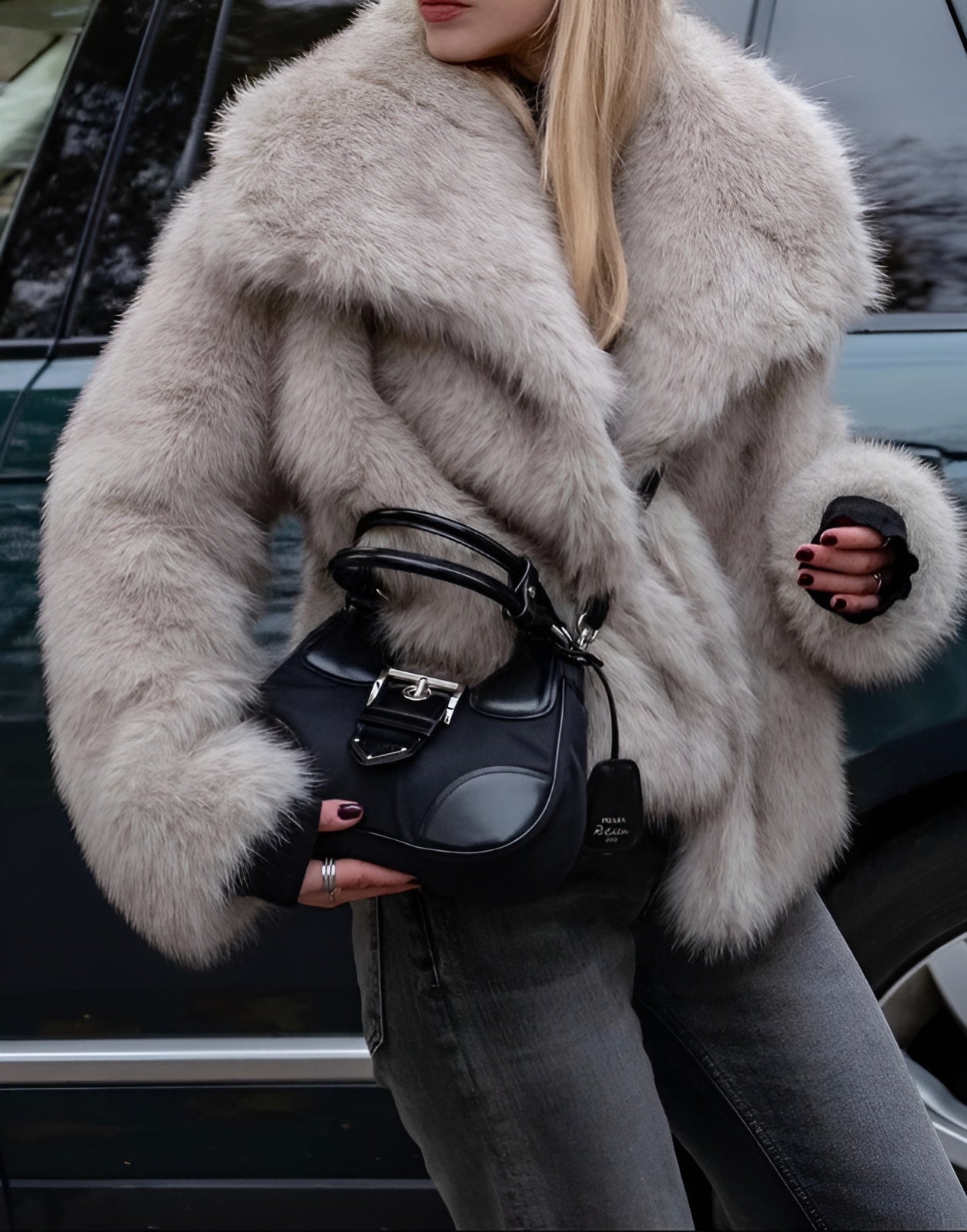 Melodie™ - Warm faux fur coat - Dames Jas - Light beige / XS