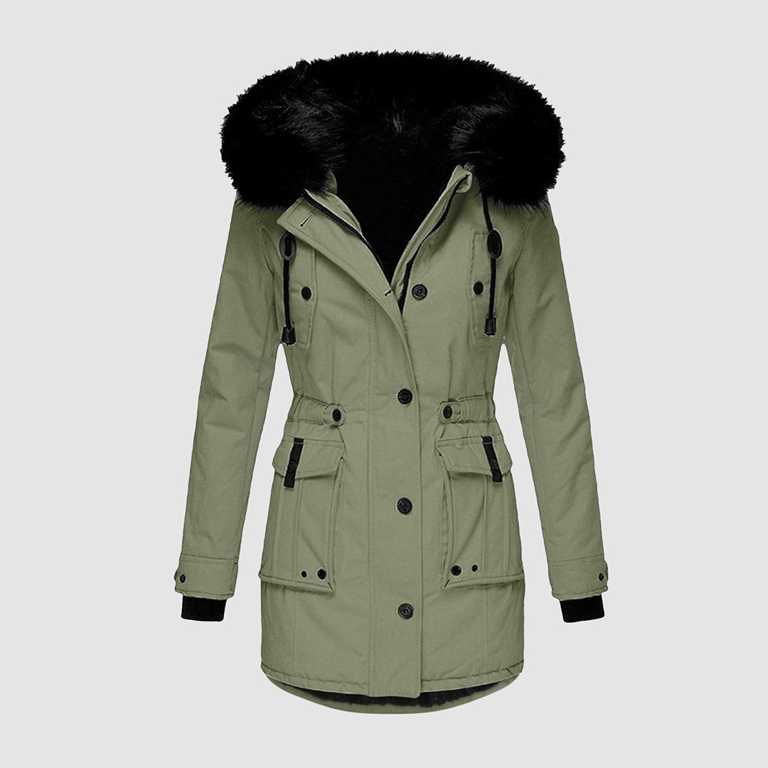 Luana™ | Fur-lined winter jacket - Winter Coats - Green / XXS