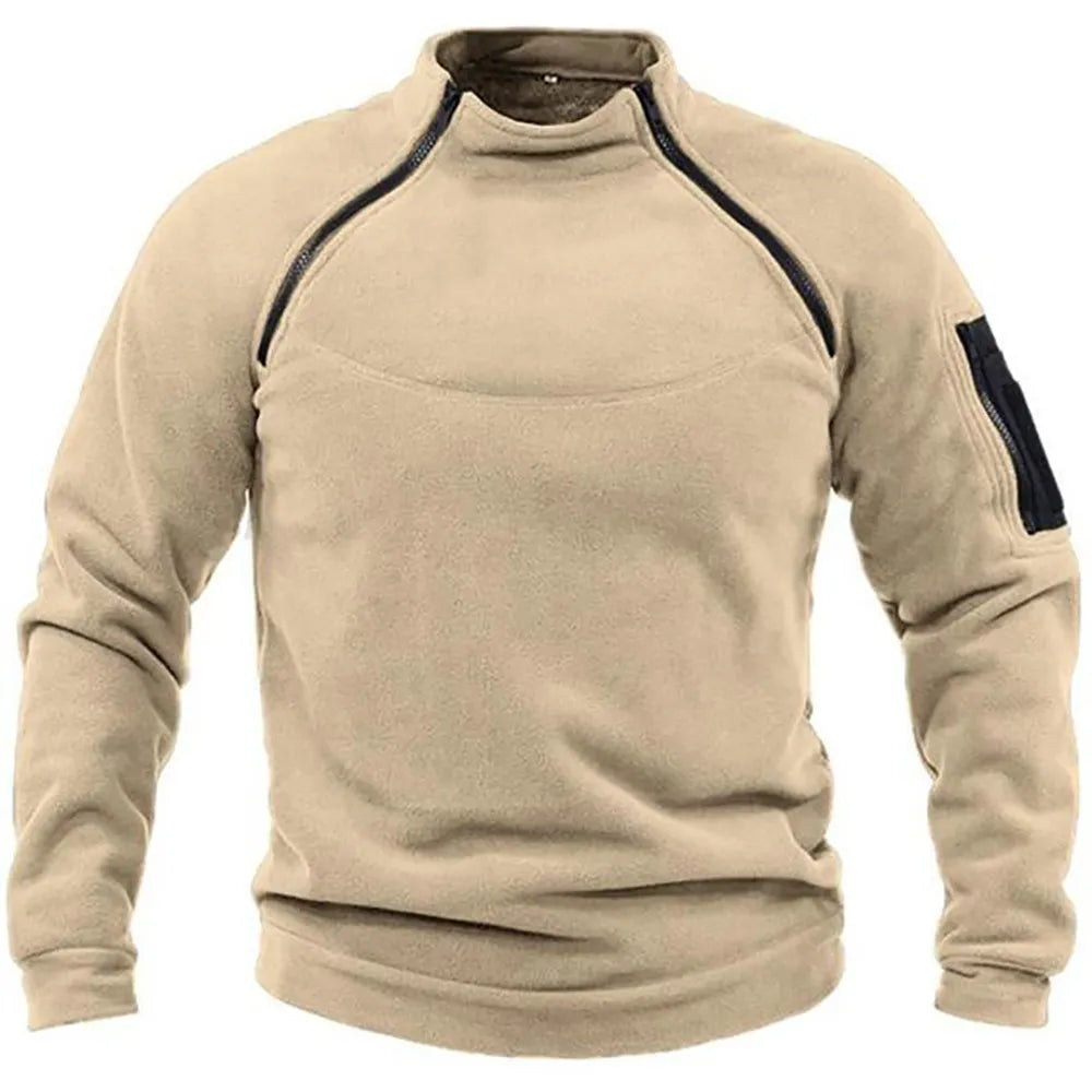 Nelson | Tactical military zip-up sweatshirt for men - Khaki / XS