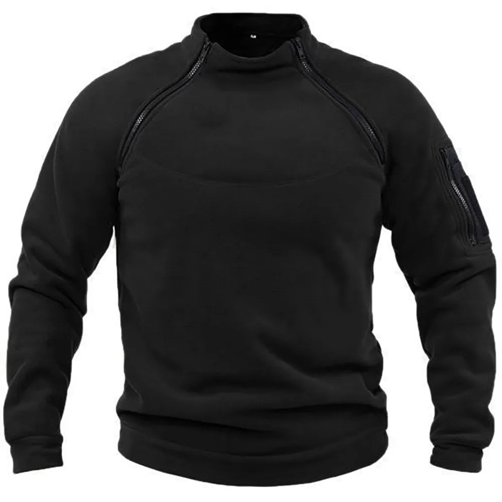 Nelson | Tactical military zip-up sweatshirt for men - Black / XS