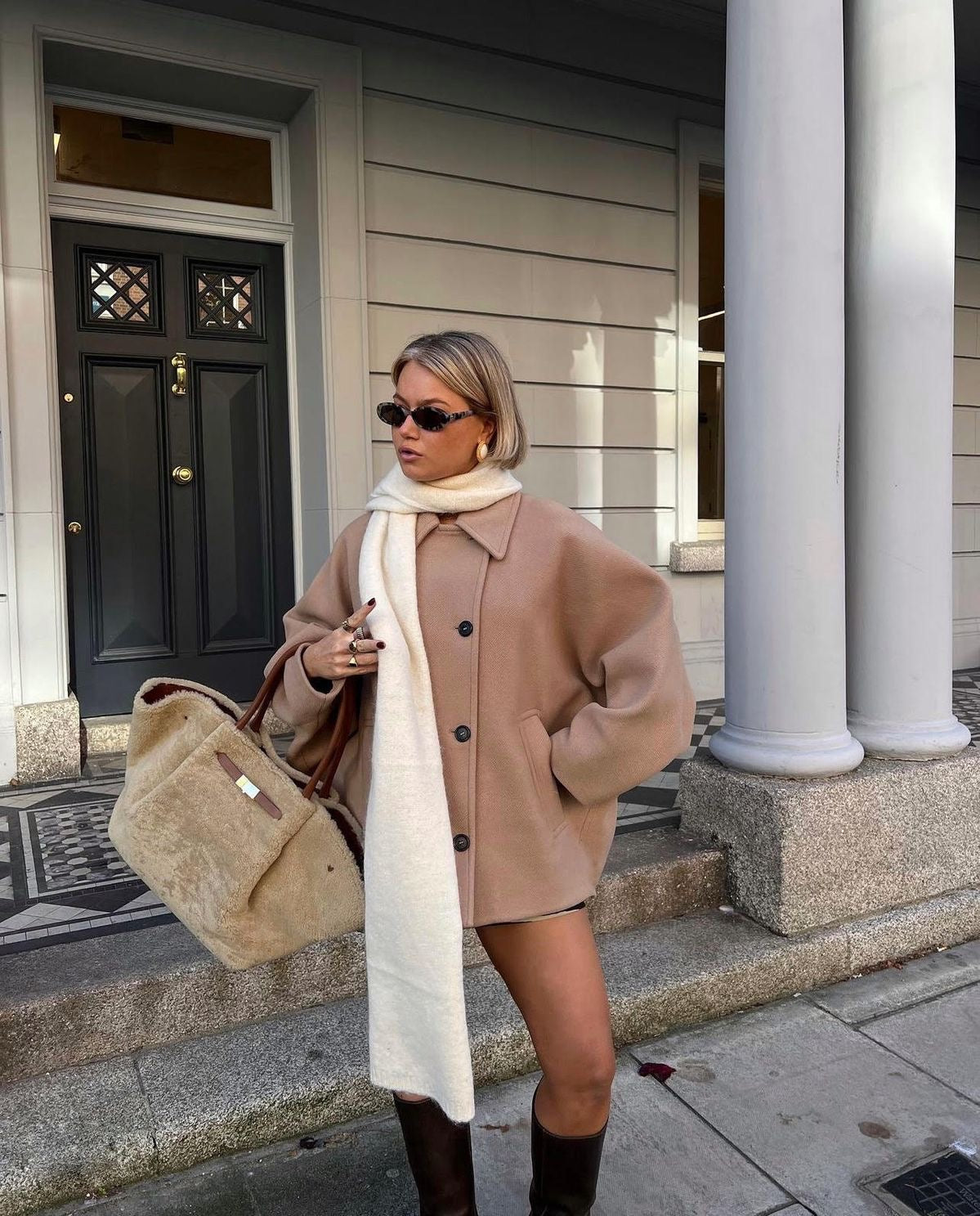 Linsey | Trendy, oversized wool coat - Fashion - Brown beige (almost sold out) / XS