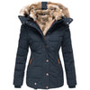 Aurelie | Winter coat with faux fur lining - Blue / S