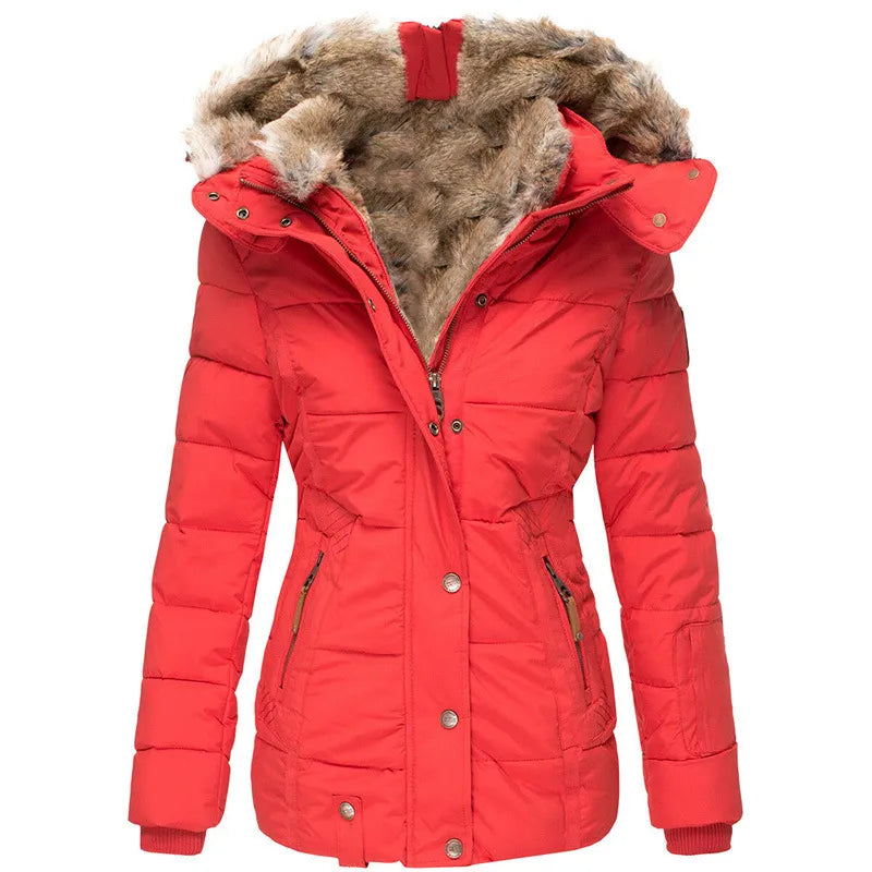 Aurelie | Winter coat with faux fur lining - Red / S