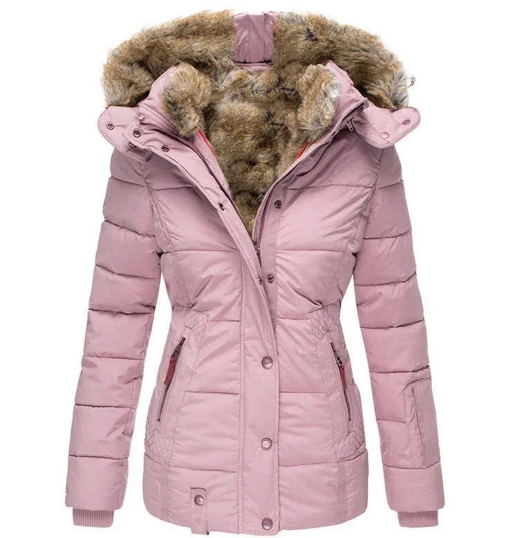 Aurelie | Winter coat with faux fur lining - Pink / S