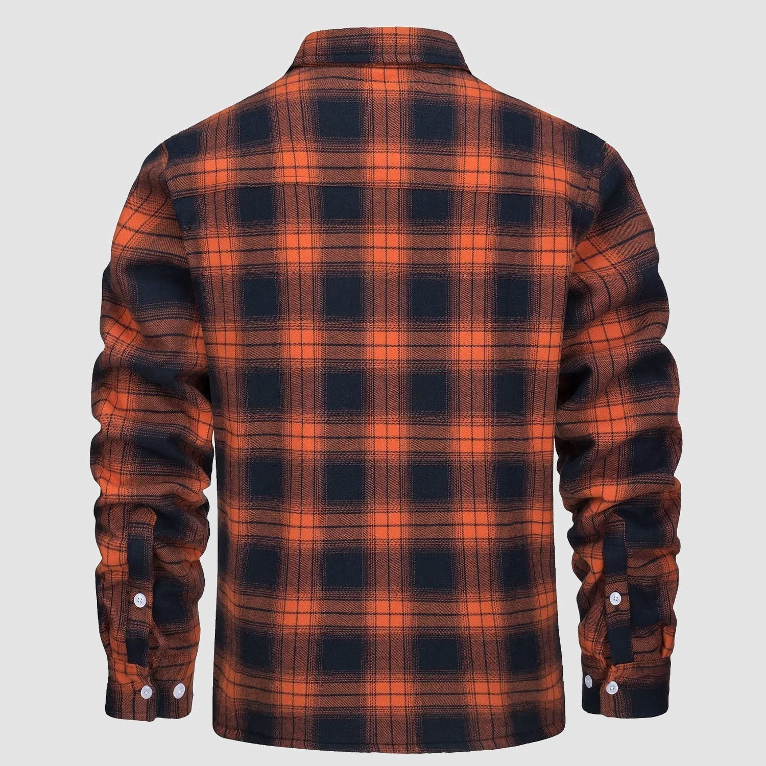 Benedikt™ | Lined checked shirt jacket - Orange / S
