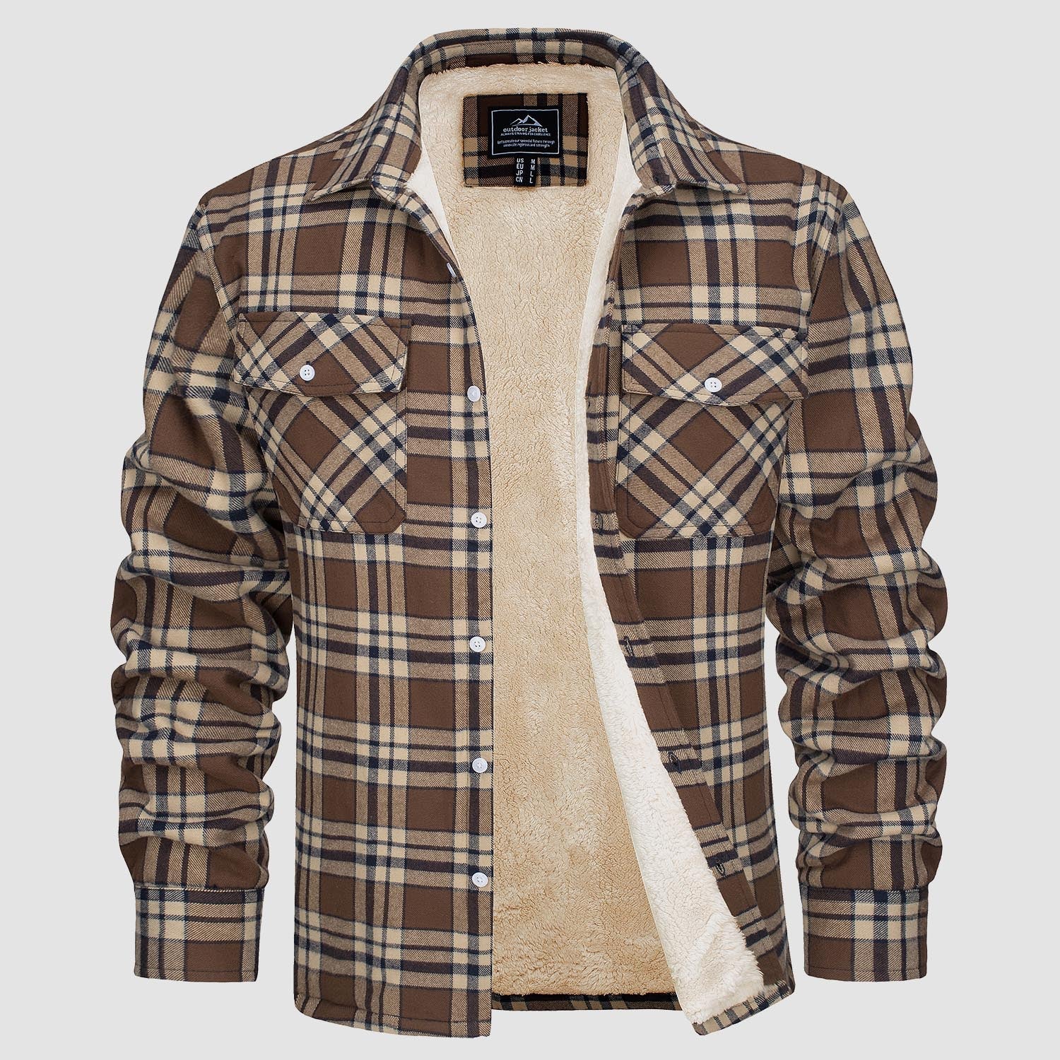 Benedikt™ | Lined checked shirt jacket - Brown / S